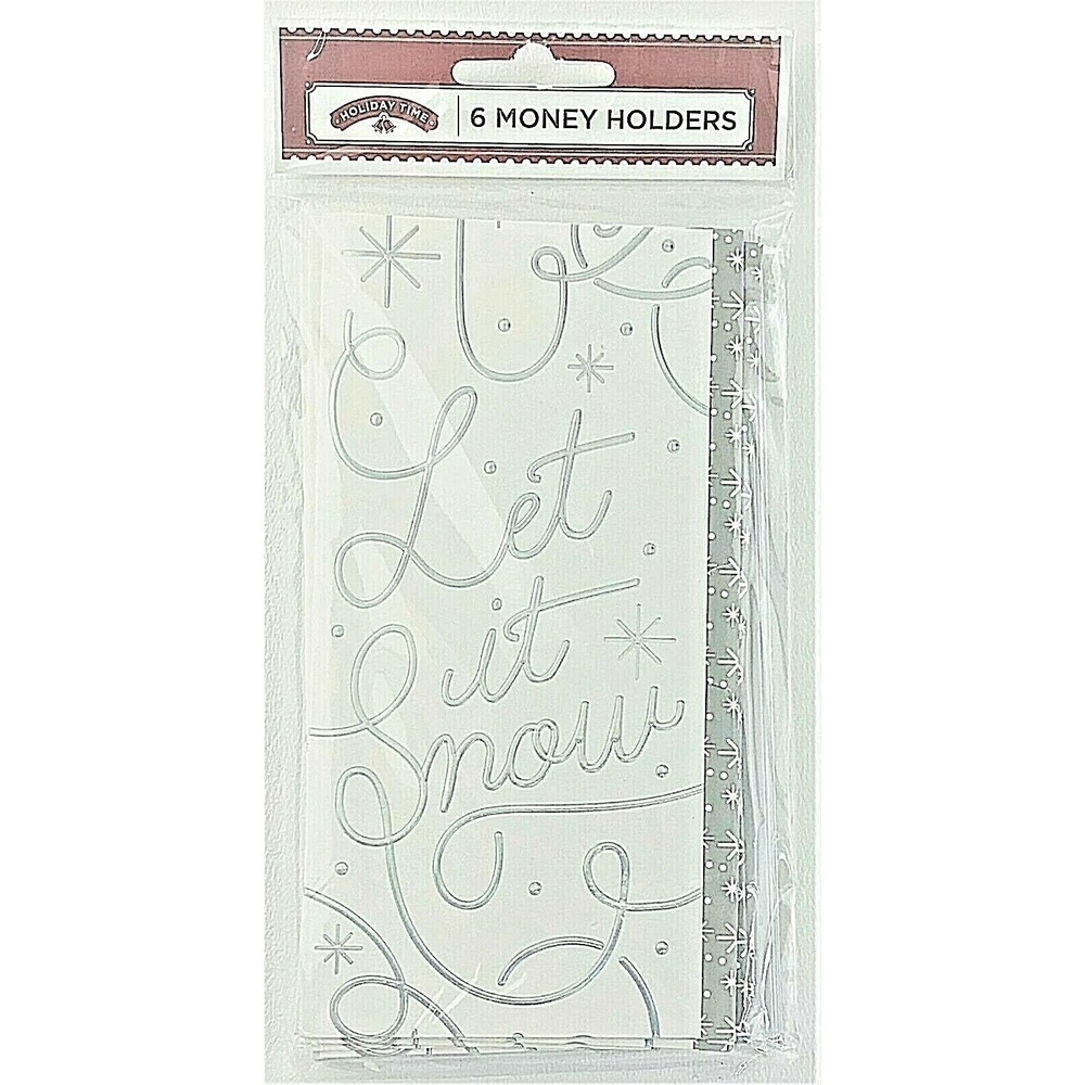 Metallic Holiday Money Gift Card Holder Card with Envelops Let It Snow  6 count